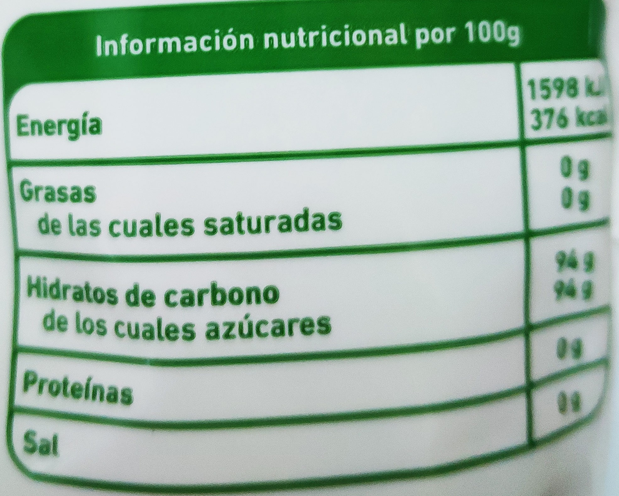Panela - Nutrition facts - es