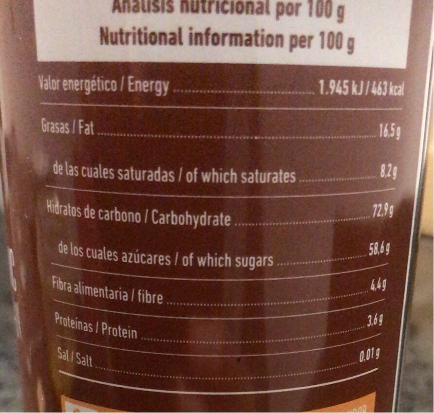 Neules de Xocolata amb Xocolata - Nutrition facts - es