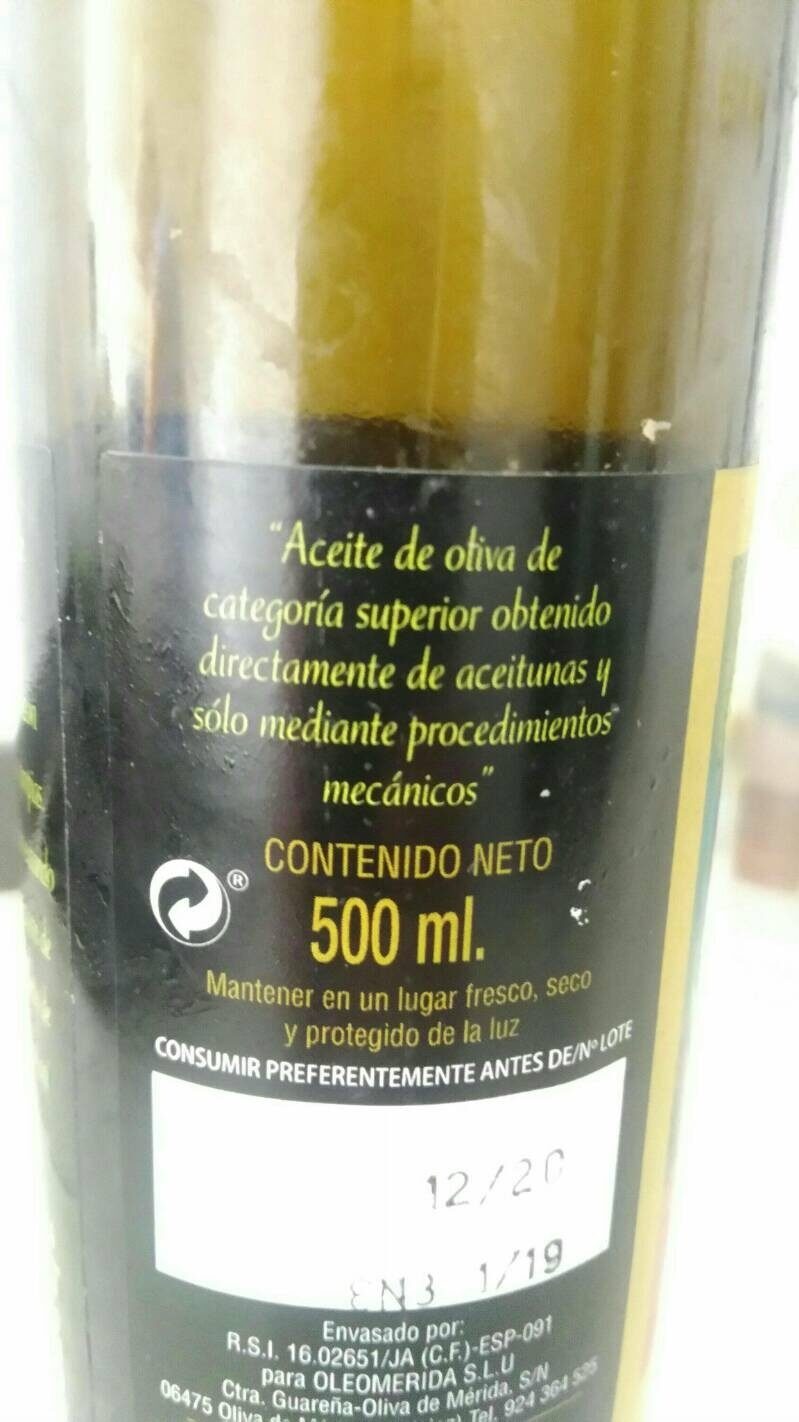 Aceite de oliva virgen extra - Ingredients - es