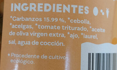 Garbanzos con verduras - Ingredients - es