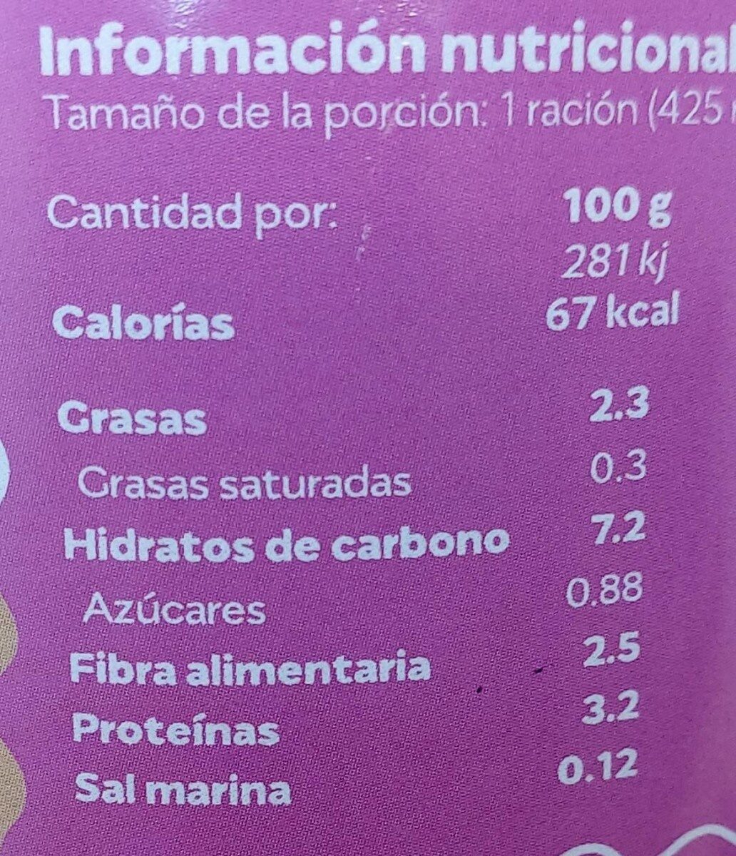 Crema de legumbres - Informació nutricional - es