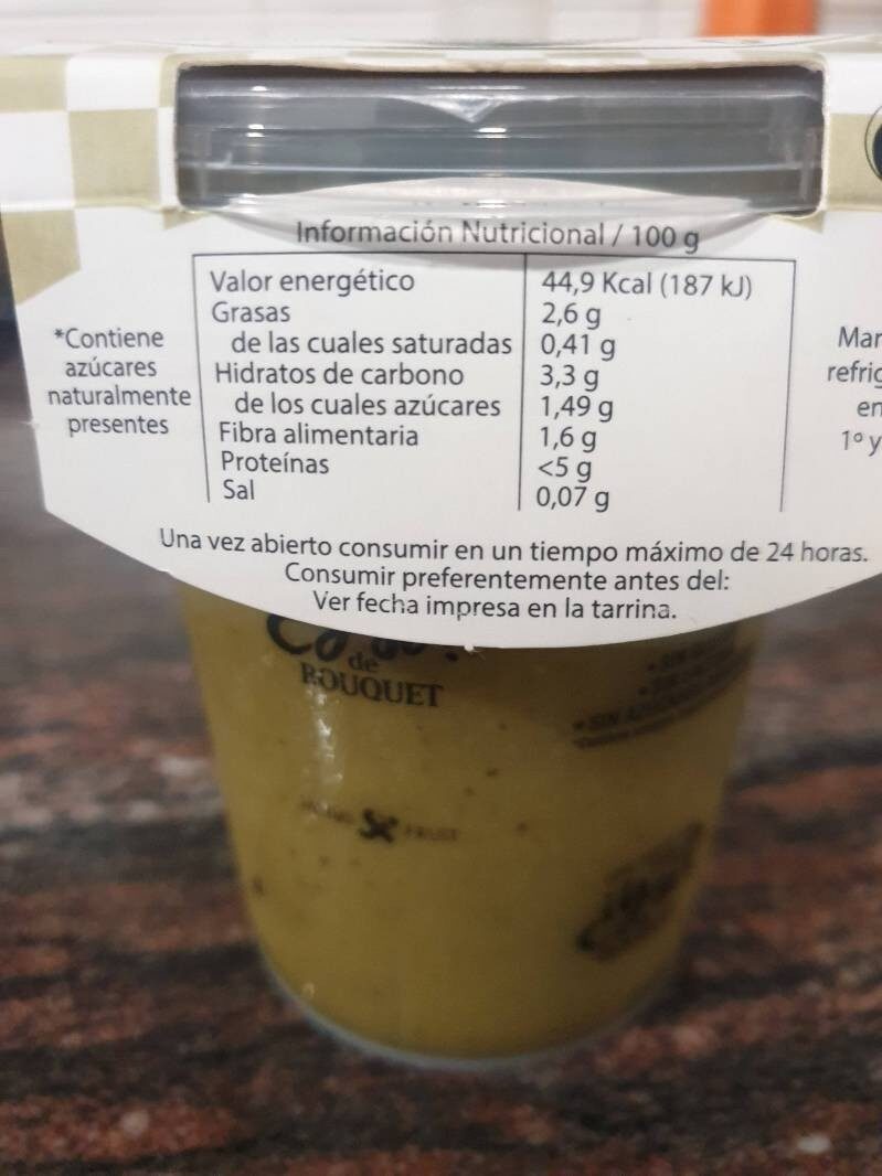 Crema de Calabacín - Información nutricional
