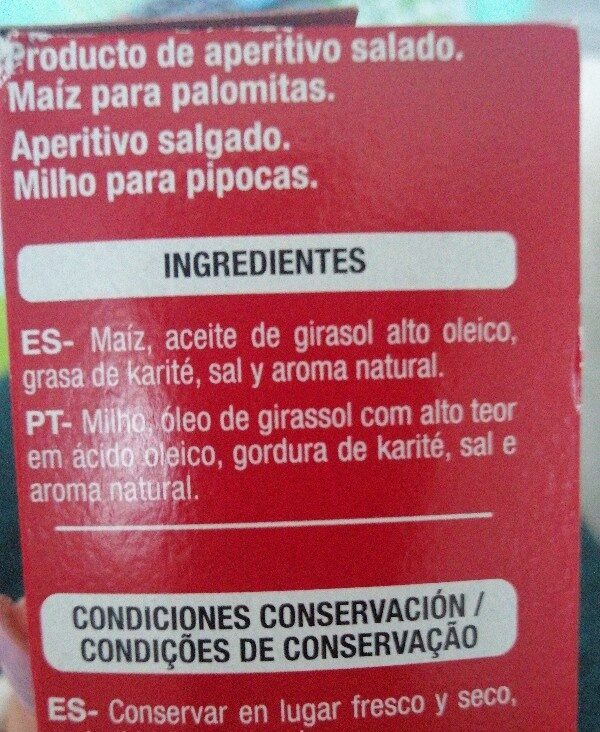 Palomitas microondas - Ingredientes