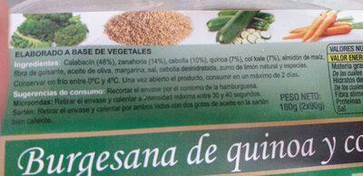 Burguesana de quinoa y col kale - Ingredients - es