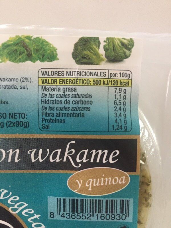Burgesana verde con wakame - Información nutricional