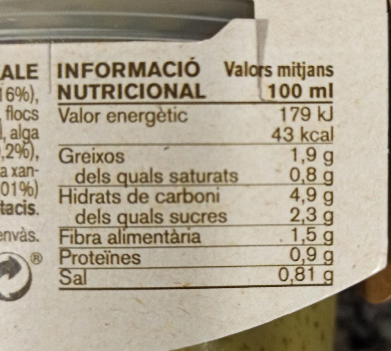 Cremes Brócoli i Kale - Voedingswaarden - es