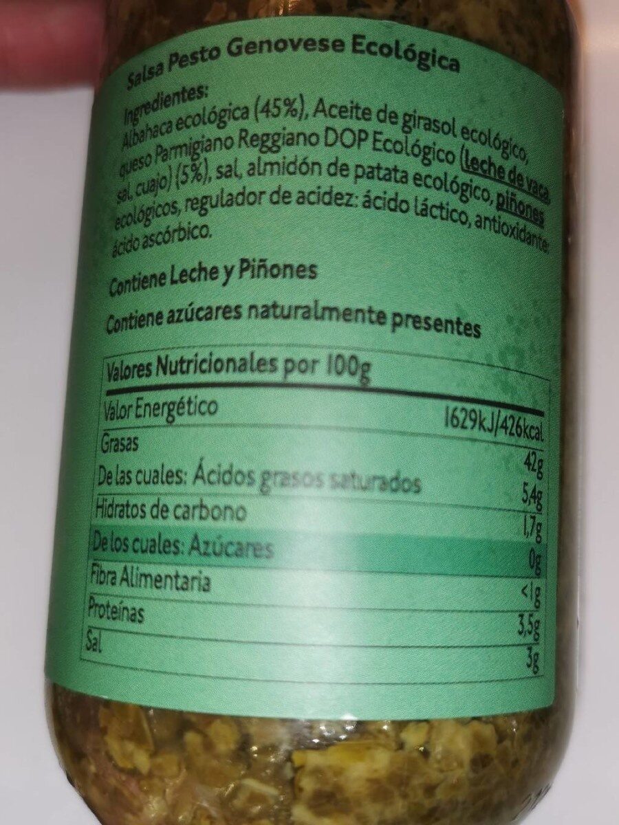 Salsa Pesto Genovese - Informació nutricional - es
