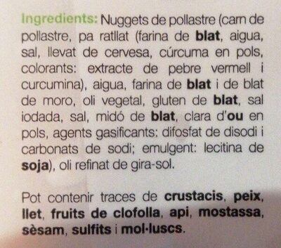 Nuggets de pollastre - Ingredients - es