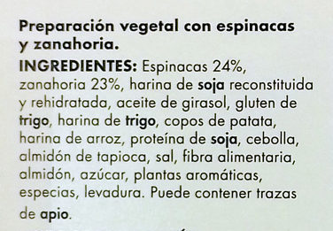 Mini-Hamburguesa con espinacas y zanahoria - Ingredients - es