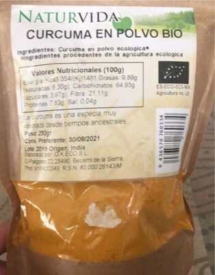 Curcuma en polvo Bio - Producte - es