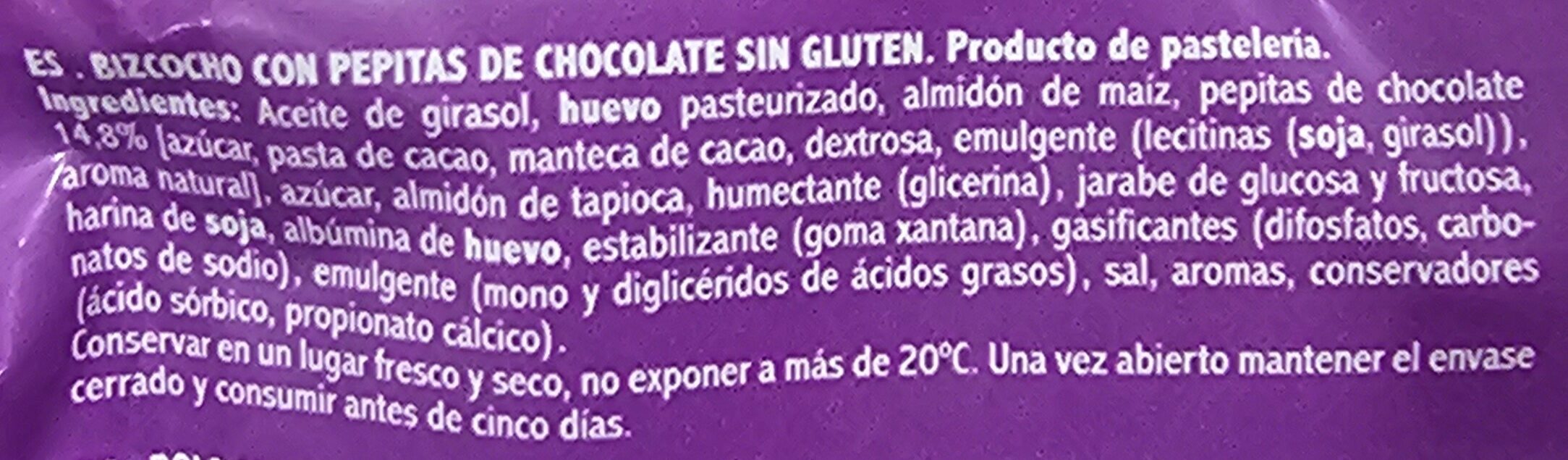 Plum cake con choco chips - Ingredients - es