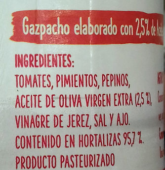 Gazpacho original - Ingredients - es