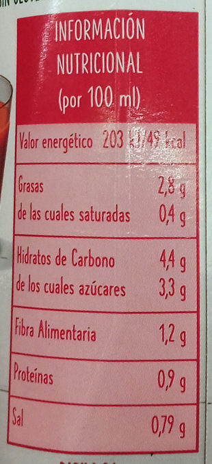 Gazpacho original - Nutrition facts - es