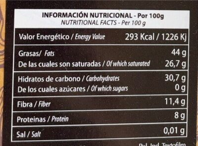 Chocolate negro 100% - Informació nutricional - es