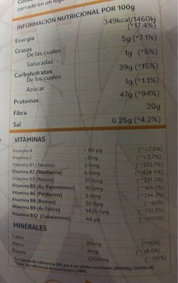 Levadura nutricional +B12 - Informació nutricional - es
