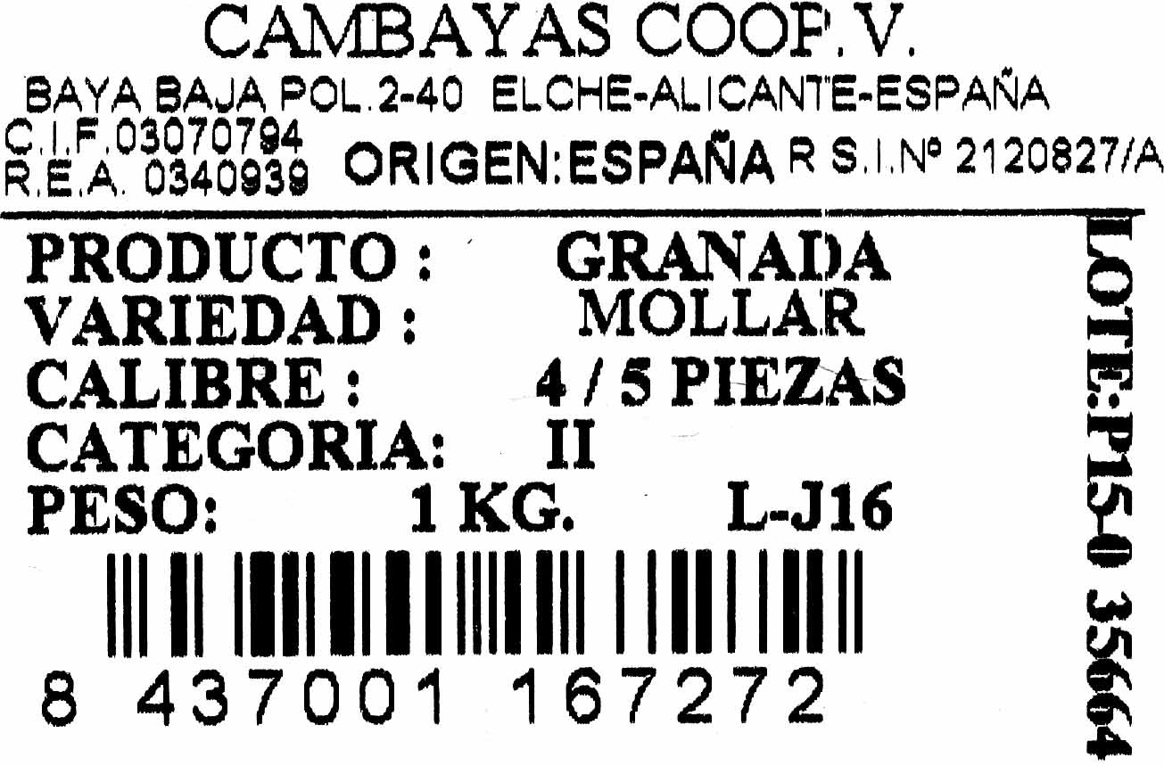 Granadas - Ingredients - es
