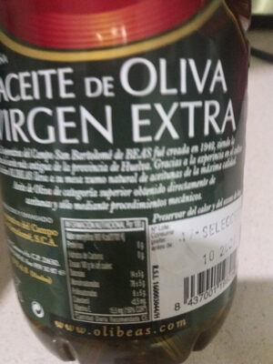Aceite de oliva virgen extra Olibeas - Ingredients