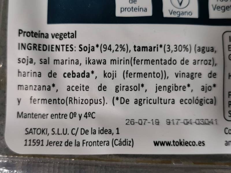 Tempe de soja macerado con tamari - Ingredients - es