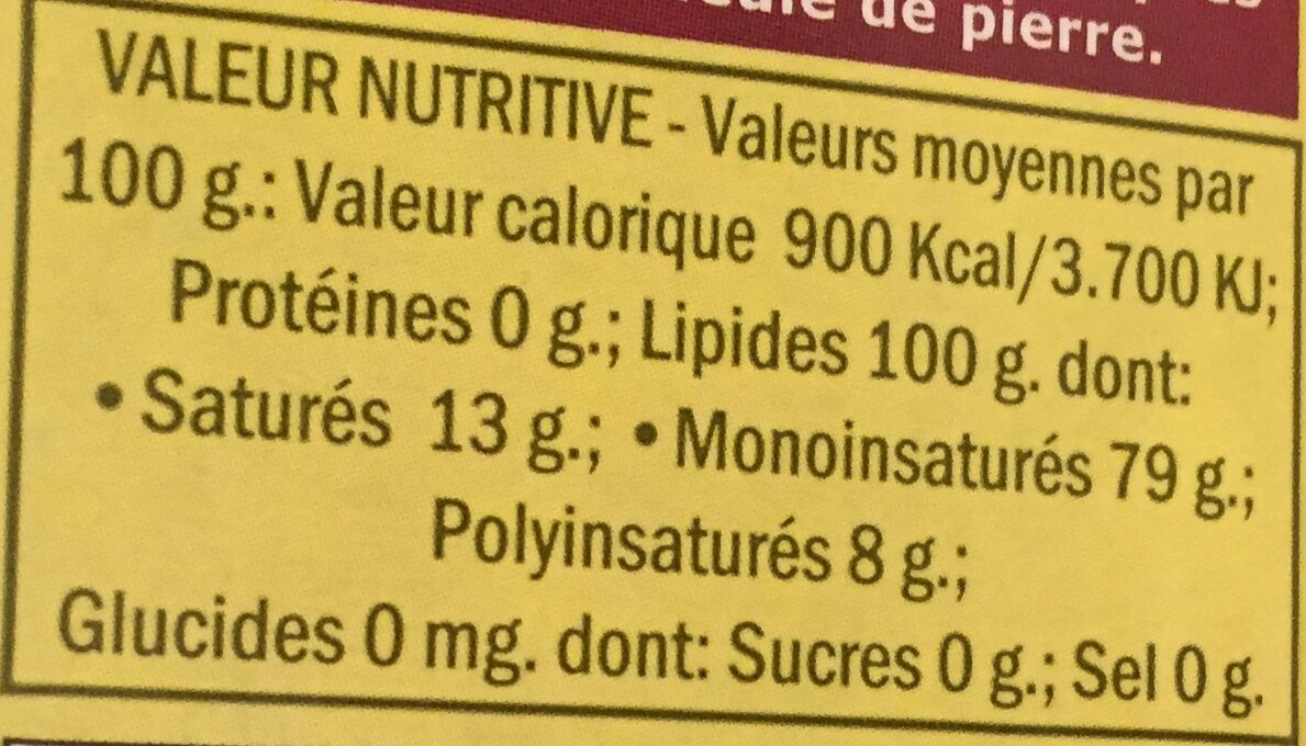 Huile d'olive vierge extra - Nutrition facts - fr