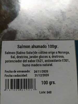 Salmón ahumado 100gr - Ingredientes