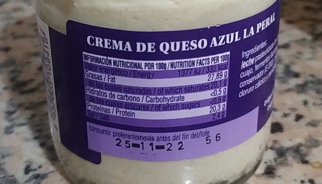 Crema de queso azul - Nutrition facts - es
