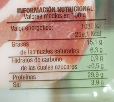 Paleta Curada - Nutrition facts - es