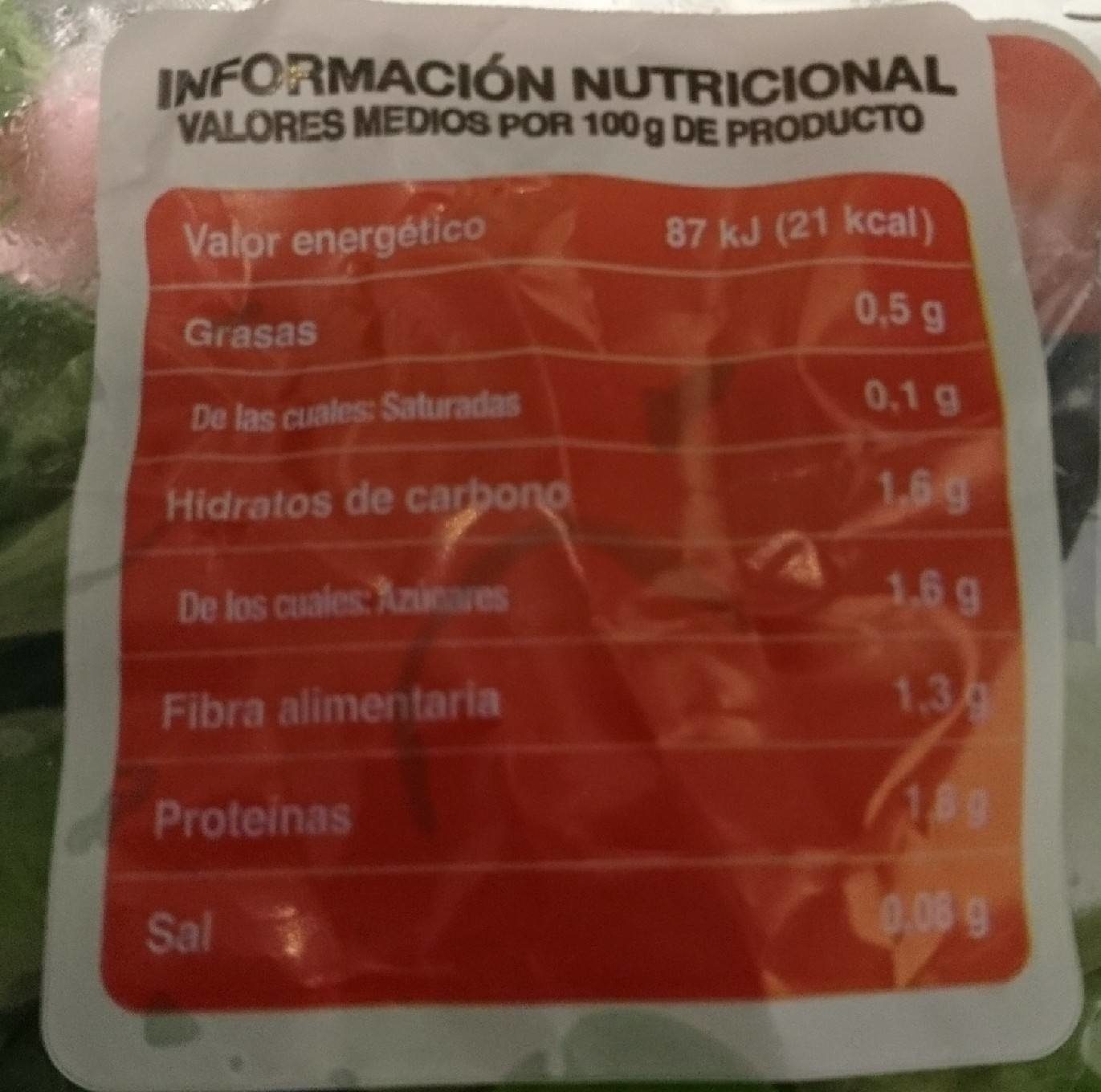 Canónigos - Verdifresh - 125 G - Tableau nutritionnel