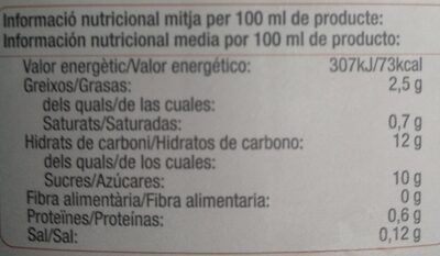 Horchata de chufa - Informació nutricional - es
