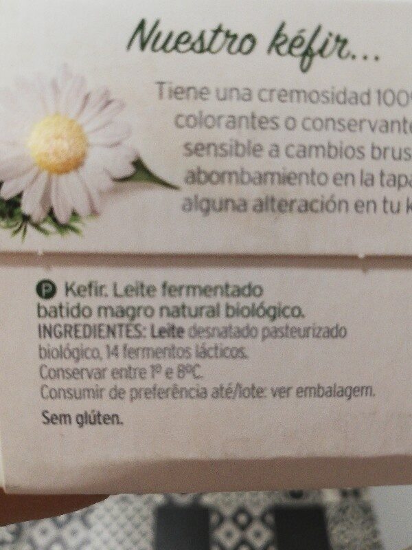 Kefir - Ingredients - es