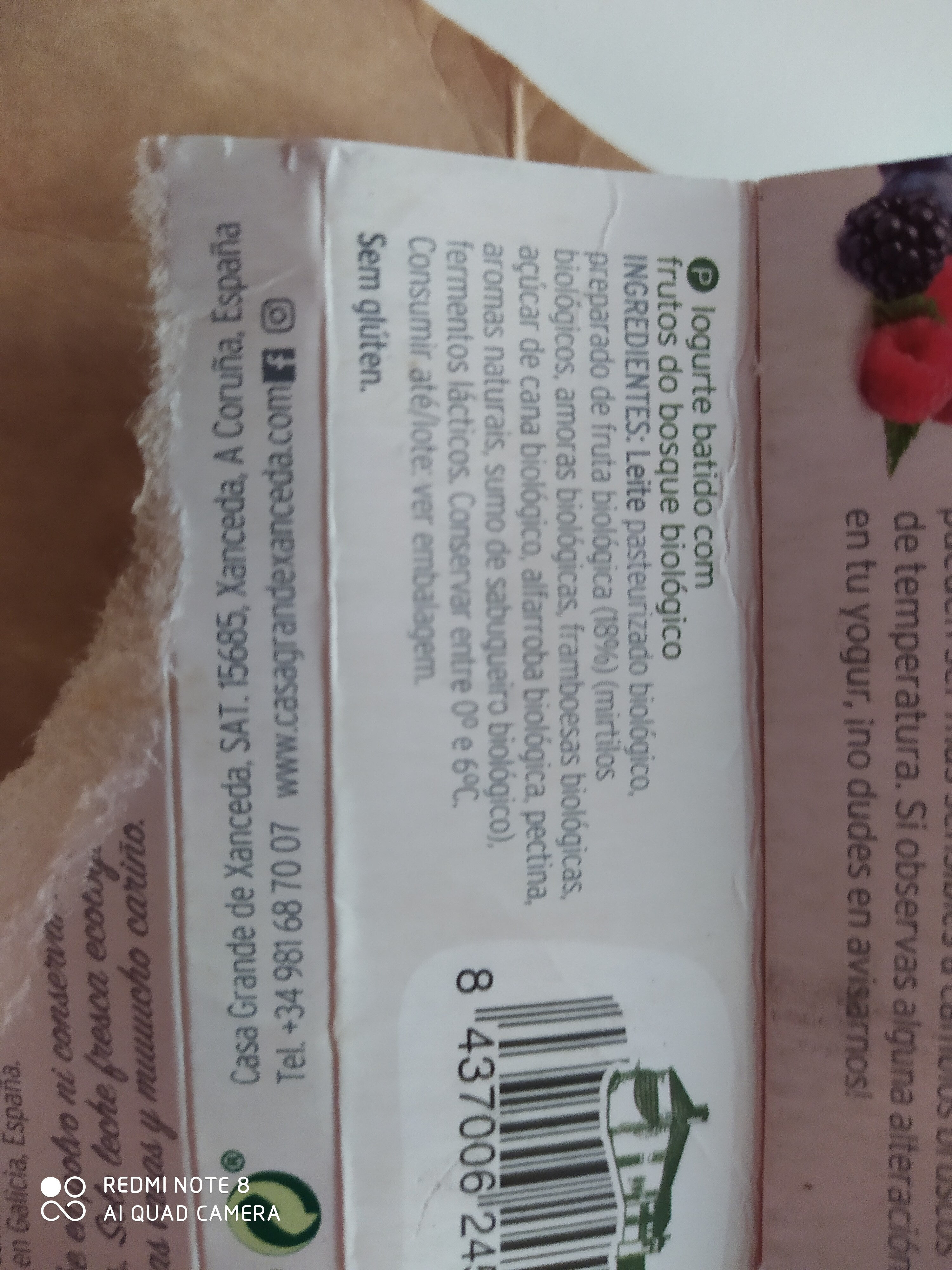 Yogur con frutas del bosque - Ingredients - es