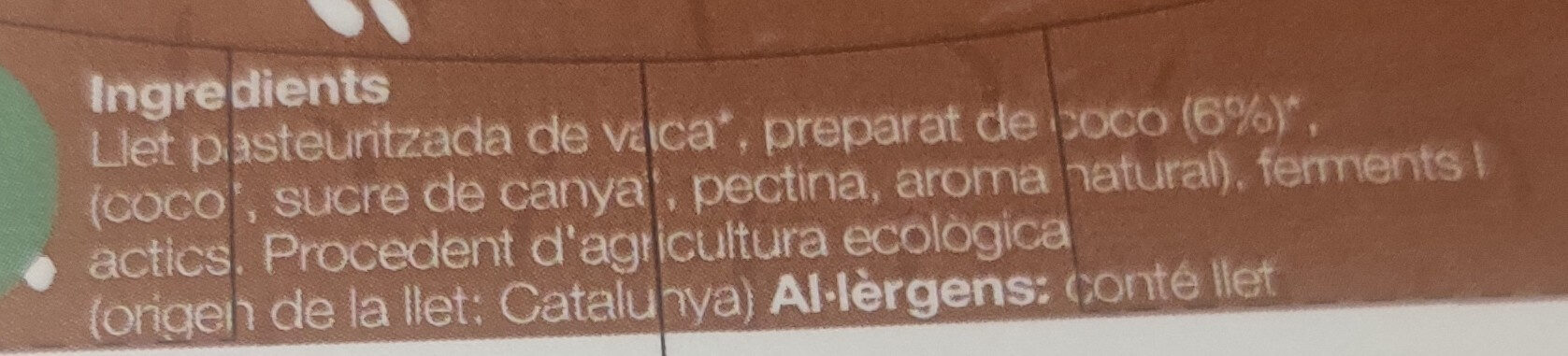 yogurt coco - Ingredients - es