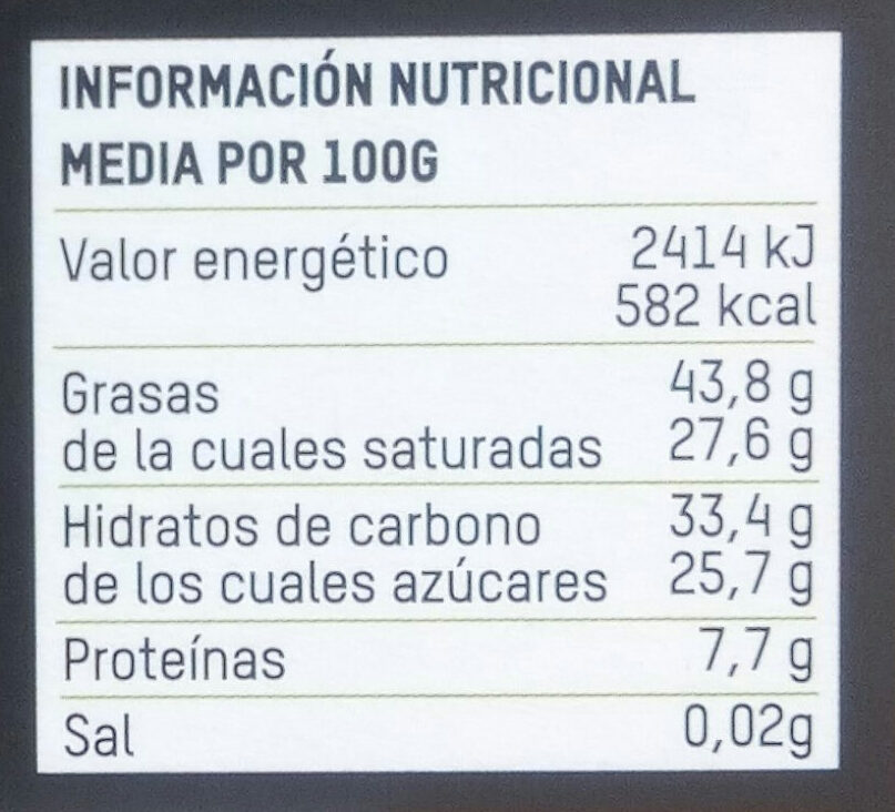 Chocolate negro con pepitas de cacao 70% cacao - Informació nutricional - es