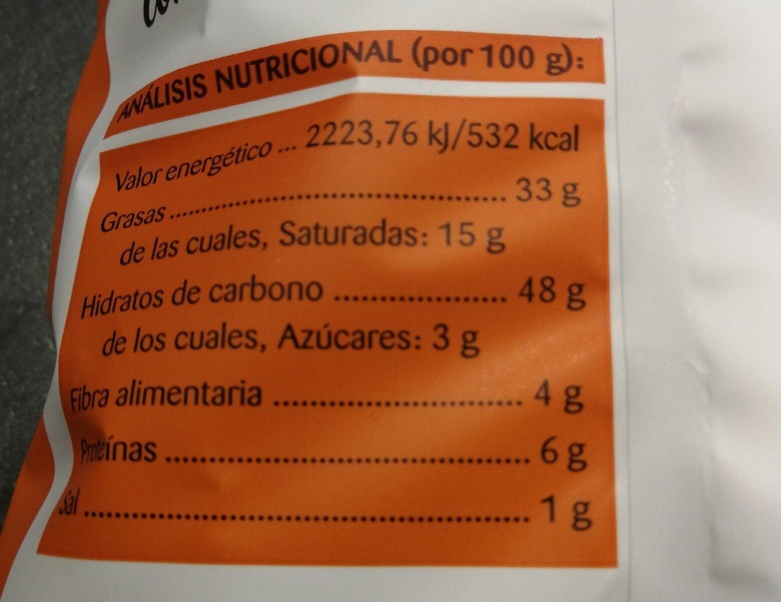 Patatas Fritas sabor huevo frito - Informació nutricional - es