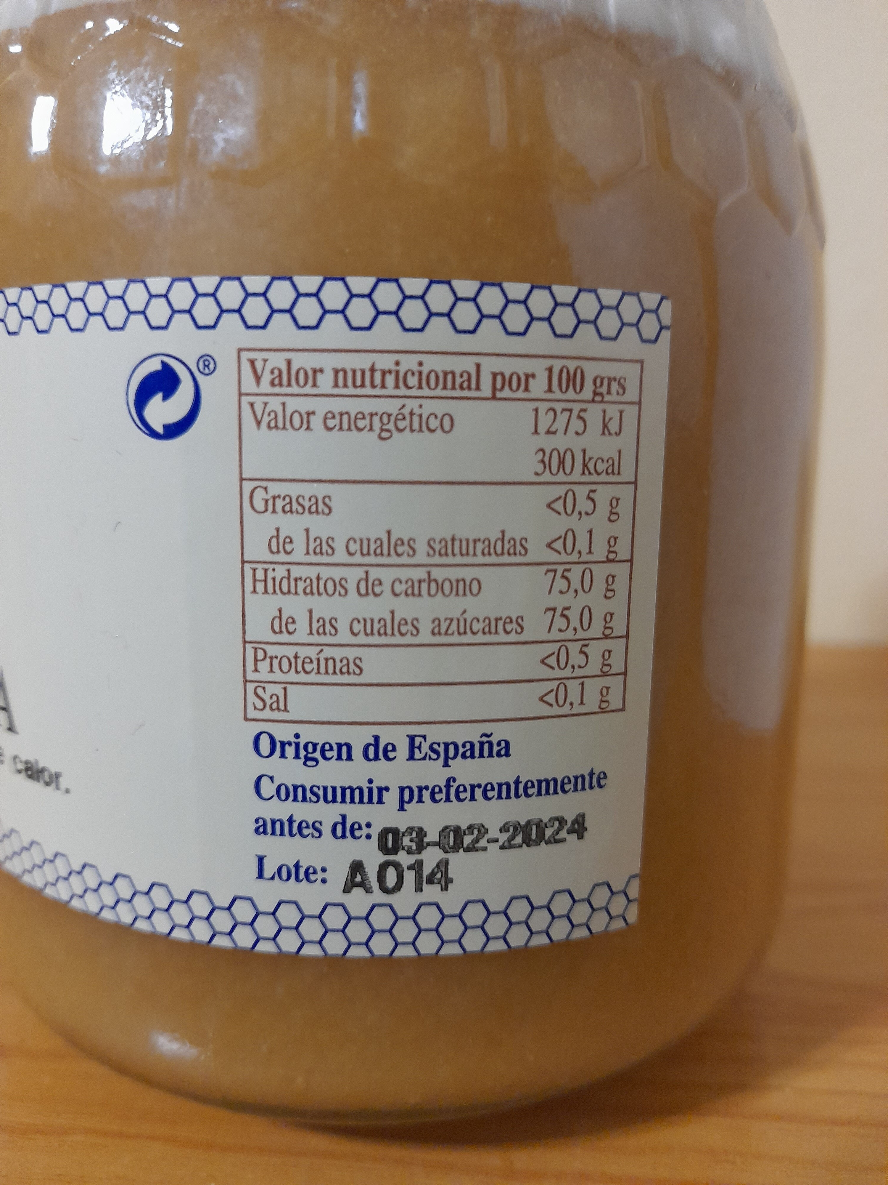 Miel de eucalipto cruda - Nutrition facts - es