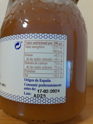 Miel cruda de tomillo - Tableau nutritionnel - es
