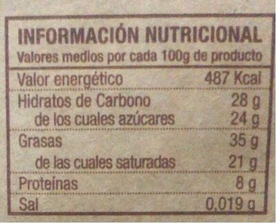 Chocolate artesano con naranja - Nutrition facts