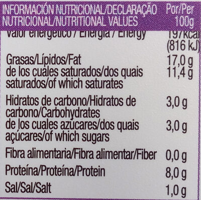 Queso Crema - Informació nutricional - es