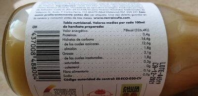 Horchata de chufa - Informació nutricional - fr