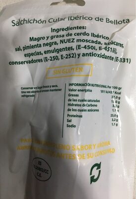 Salchichon cular iberico de bellota - Nutrition facts - es