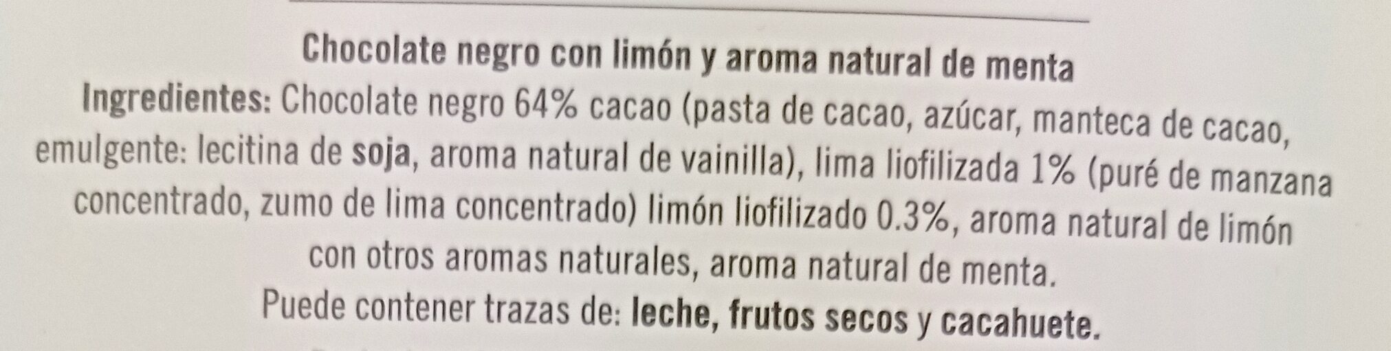 Lemon & Mint - Ingredients - es