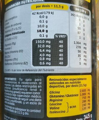 Colágeno Natural sabor Limón - Tableau nutritionnel - es