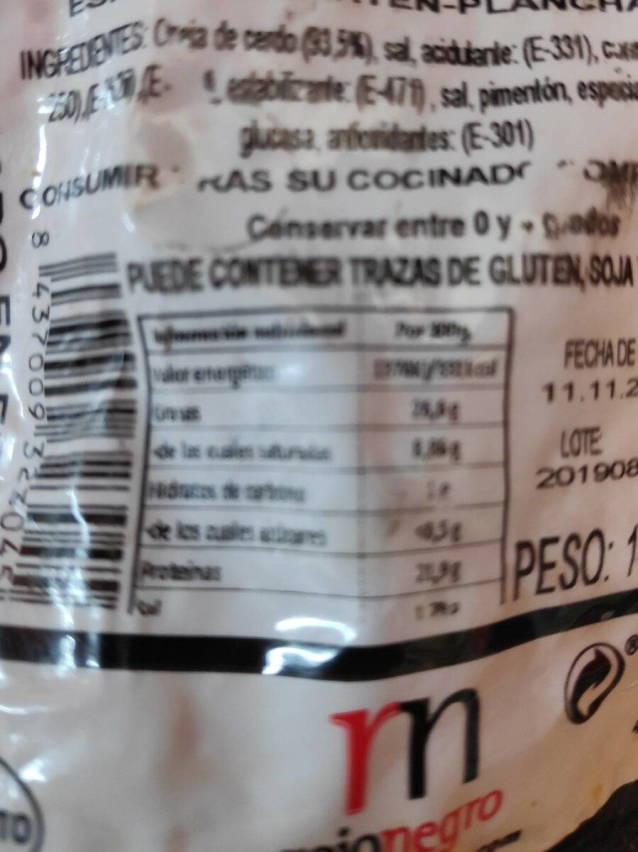 Oreja cocida adobada - Nutrition facts - es