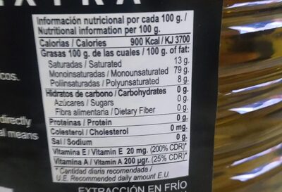 Aceite de oliva virgen extra - Nutrition facts - es
