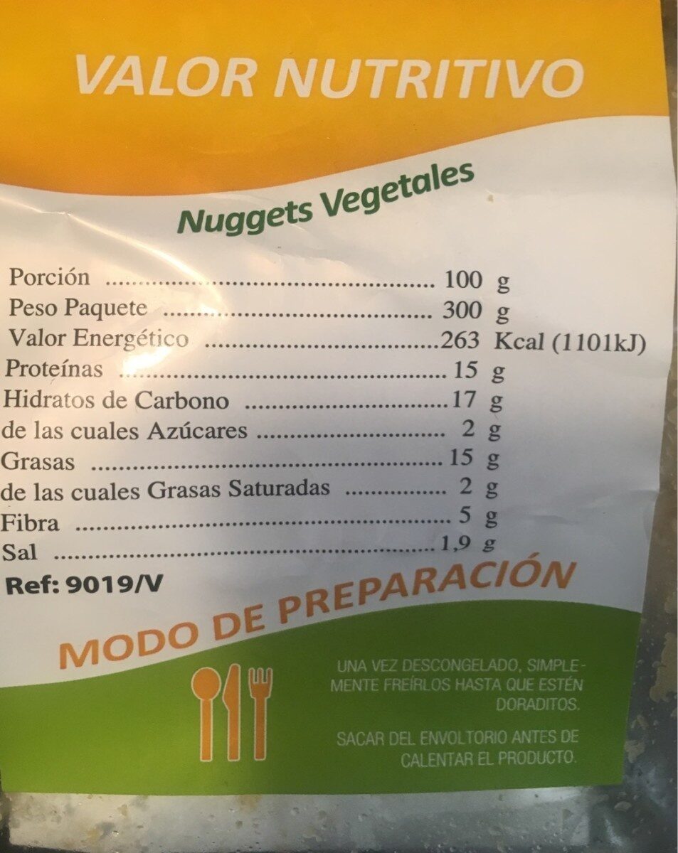 Nuggets vegetales - Información nutricional