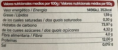 Estrellitas semi integral espelta - Información nutricional