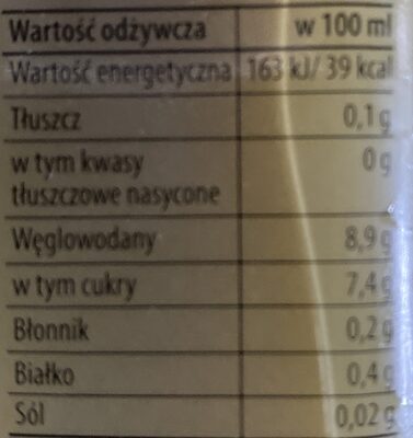 Sok owocowo-warzywny - Nutrition facts - pl