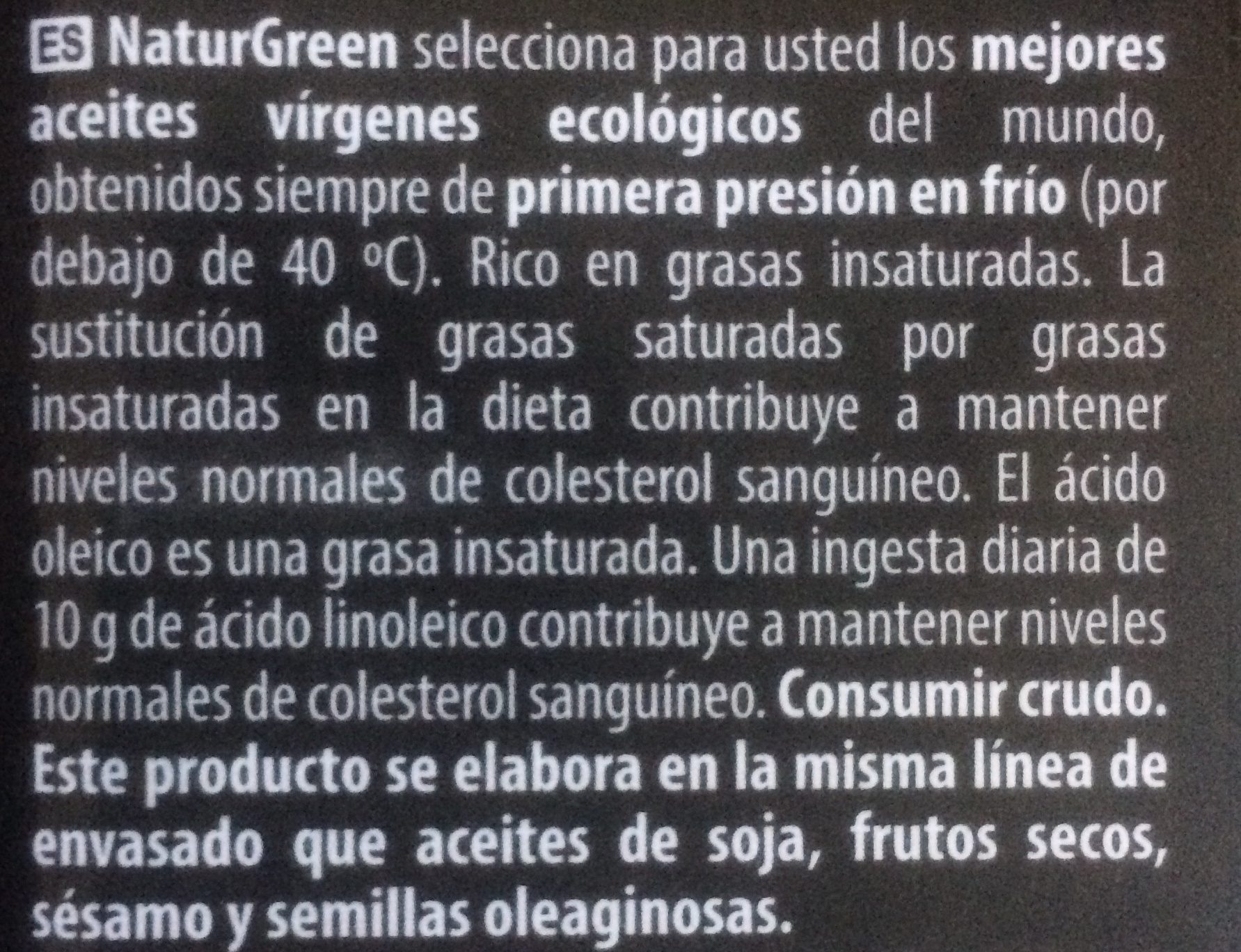 Aceite Pepita De Calabaza 500ML Naturgreen - Ingredients - fr