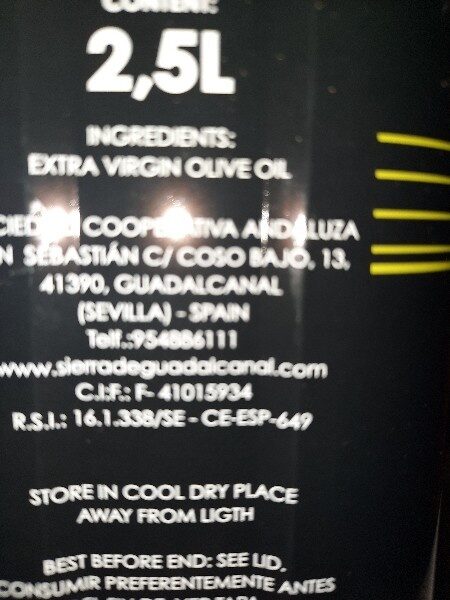Aceite de oliva virgen extra - Ingredienser - es
