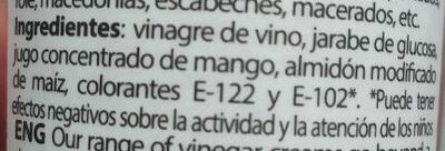Crema de vinagre al mango - Ingredients - es