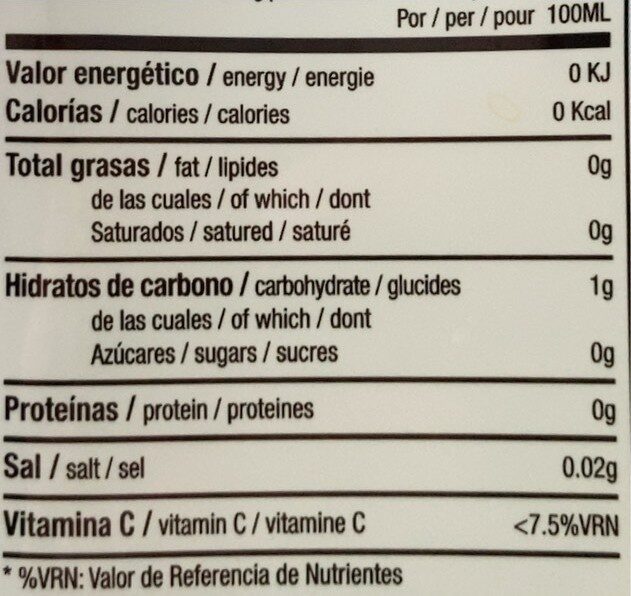 So aloe sugar free - Informació nutricional - fr